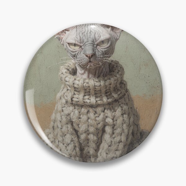 Item preview, Sphynx Cat in a Tiny Knit Sweater Folk Art designed and sold by PictorialWhimsy.