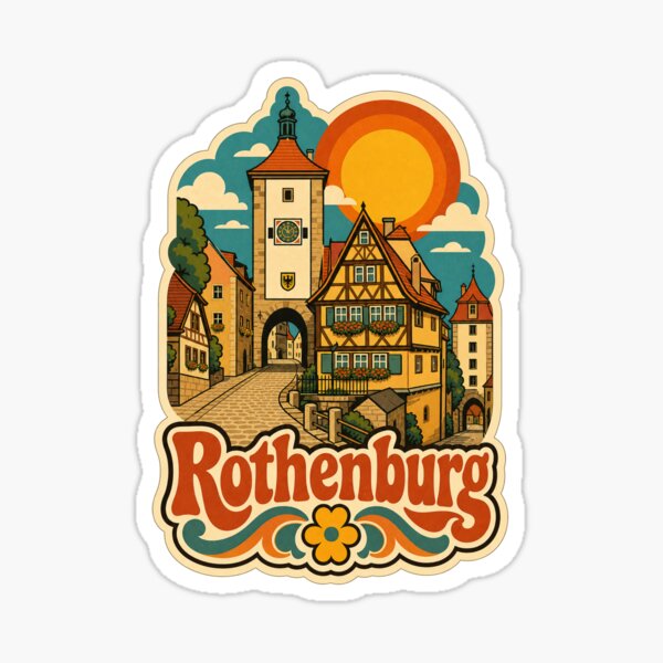 Item preview, Rothenburg Germany Travel Souvenir - Retro Illustration designed and sold by VisualArtsOasis.