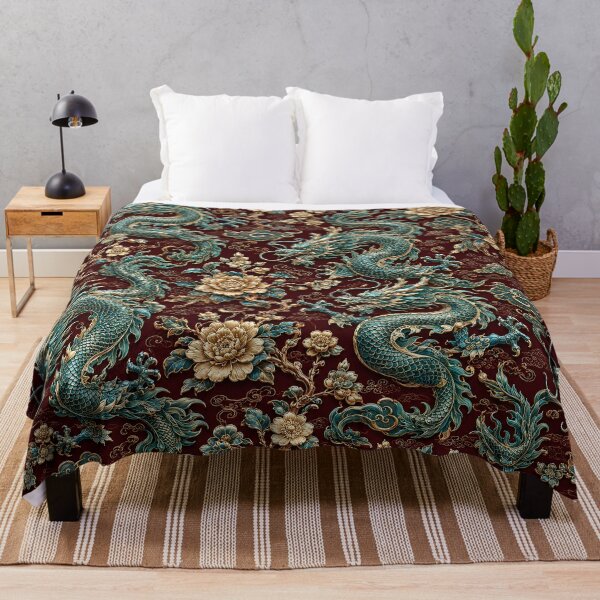 Item preview, Azure Dragon Floral Seamless Pattern designed and sold by Rui Huang.