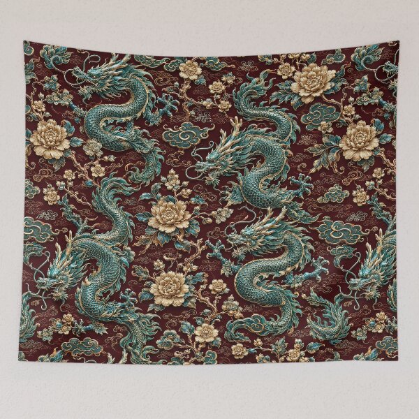 Item preview, Azure Dragon Floral Seamless Pattern designed and sold by Rui Mythic Studio.