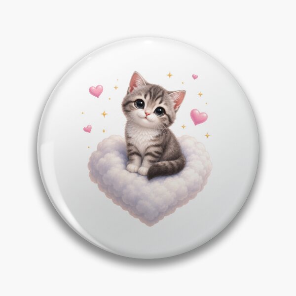 Item preview, Cute Kawaii Tabby Kitten on Heart Cloud designed and sold by Seculinator.