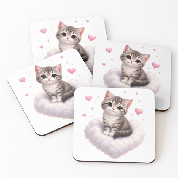Item preview, Cute Kawaii Tabby Kitten on Heart Cloud designed and sold by Seculinator.
