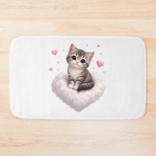 Item preview, Cute Kawaii Tabby Kitten on Heart Cloud designed and sold by Seculinator.