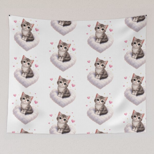 Item preview, Cute Kawaii Tabby Kitten on Heart Cloud designed and sold by Seculinator.