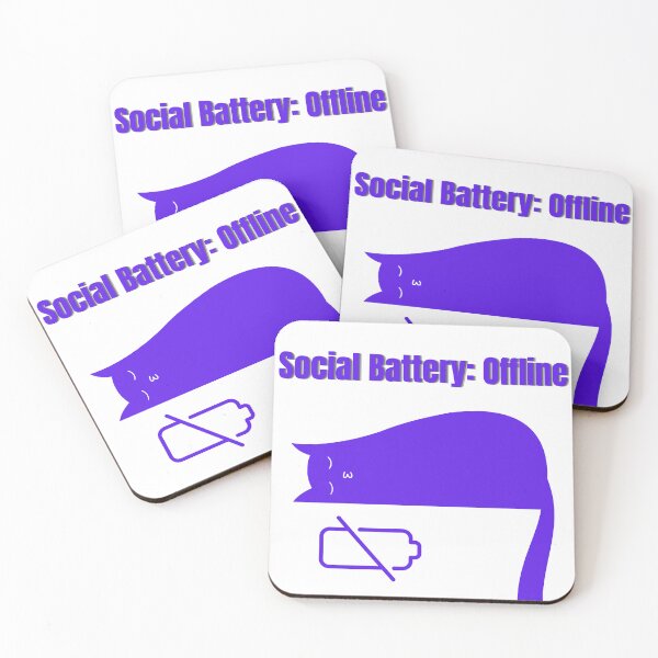 Item preview, Social Battery Offline Funny Introvert Cat T-Shirt designed and sold by Talisprojekt.