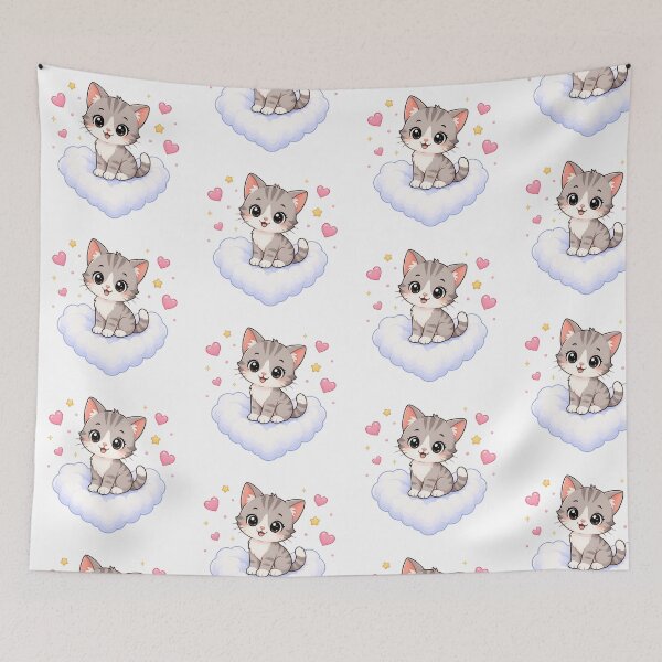 Item preview, Cute Kitten on a Heart Cloud designed and sold by Seculinator.