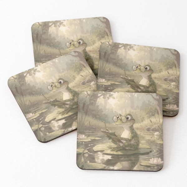 Item preview, Frog Therapist Taking Notes on a Lily Pad designed and sold by PictorialWhimsy.