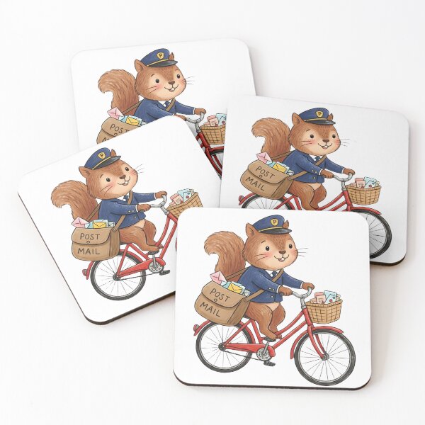 Item preview, Cute Squirrel Postman Riding a Red Bicycle designed and sold by TaiwanMemory.
