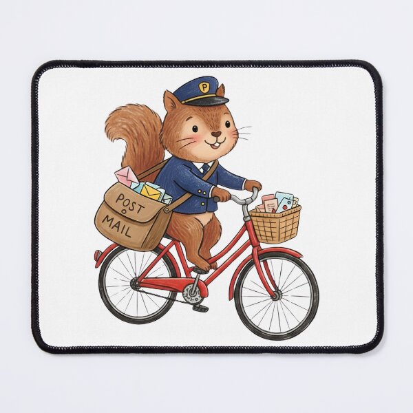 Item preview, Cute Squirrel Postman Riding a Red Bicycle designed and sold by TaiwanMemory.