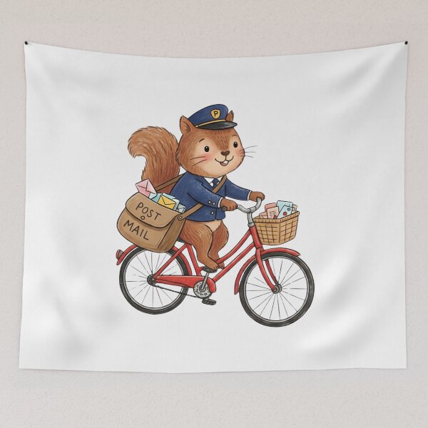 Item preview, Cute Squirrel Postman Riding a Red Bicycle designed and sold by TaiwanMemory.