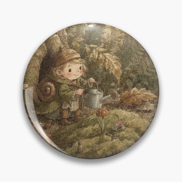 Item preview, Snail Folk Watering a Tiny Mushroom designed and sold by PictorialWhimsy.
