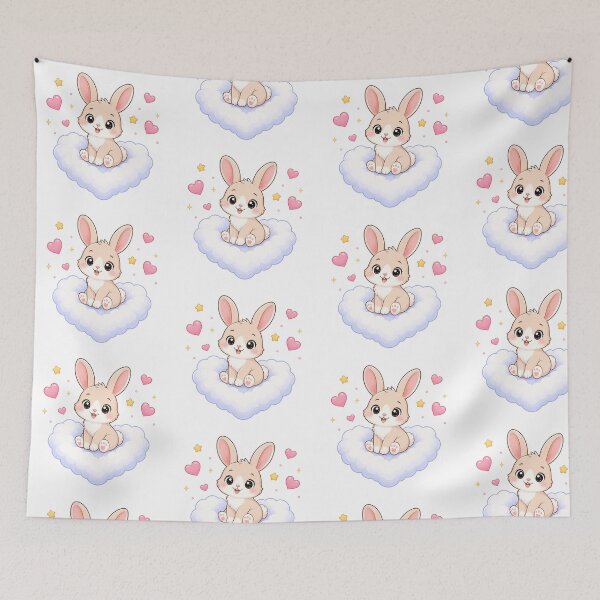Item preview, Cute Bunny on a Heart Cloud designed and sold by Seculinator.