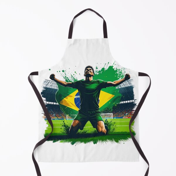 Item preview, Brazil Soccer Player Celebration. Brazilian flag football fan kneeling goal celebration on the pitch. Brazil supporter design for soccer lovers, football fans, players and team spirit gifts. designed and sold by icemanphotos.