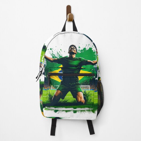 Item preview, Brazil Soccer Player Celebration. Brazilian flag football fan kneeling goal celebration on the pitch. Brazil supporter design for soccer lovers, football fans, players and team spirit gifts. designed and sold by icemanphotos.