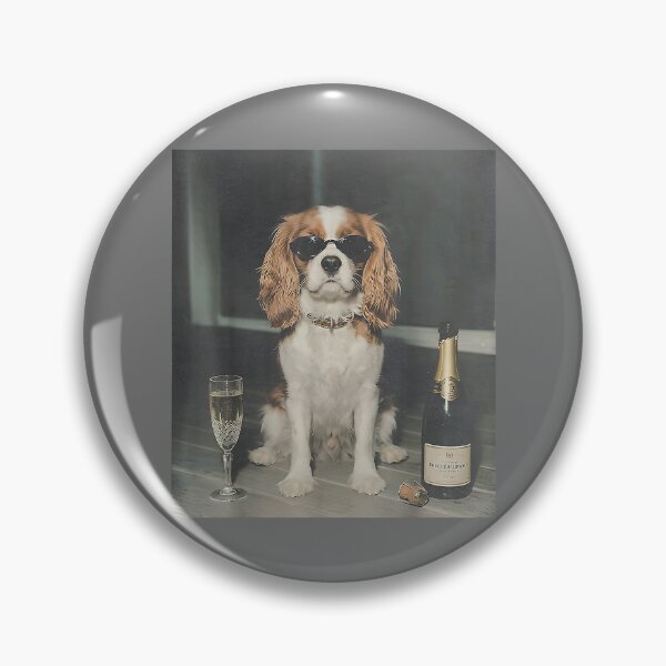 Item preview, Cavalier King Charles Drinking Champagne Funny Dog Meme designed and sold by KristineLi.