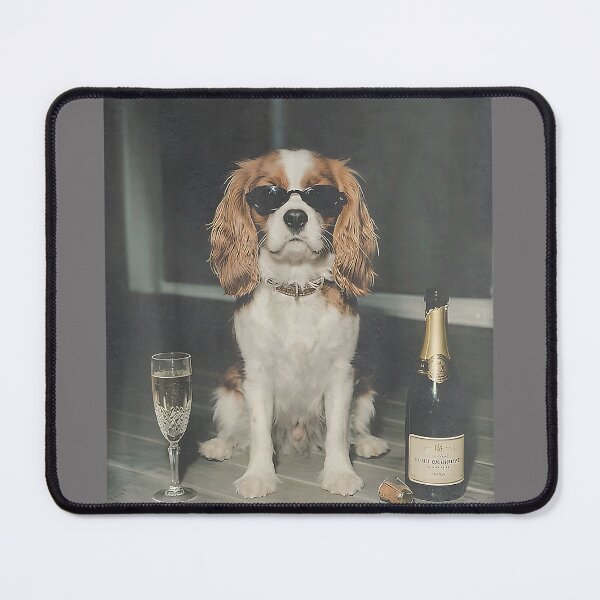 Item preview, Cavalier King Charles Drinking Champagne Funny Dog Meme designed and sold by KristineLi.