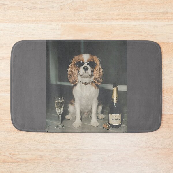 Item preview, Cavalier King Charles Drinking Champagne Funny Dog Meme designed and sold by KristineLi.