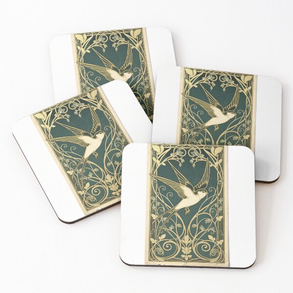 Item preview, Art Nouveau Swallow in Gold designed and sold by PictorialWhimsy.