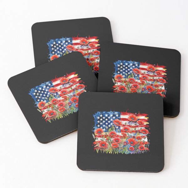 Item preview, Red Poppy Flower American Flag Memorial Day Poppies designed and sold by FrankIsabel.