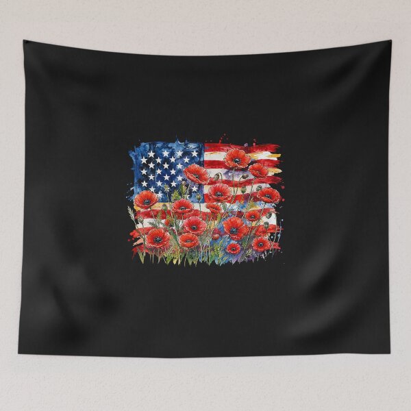 Item preview, Red Poppy Flower American Flag Memorial Day Poppies designed and sold by FrankIsabel.