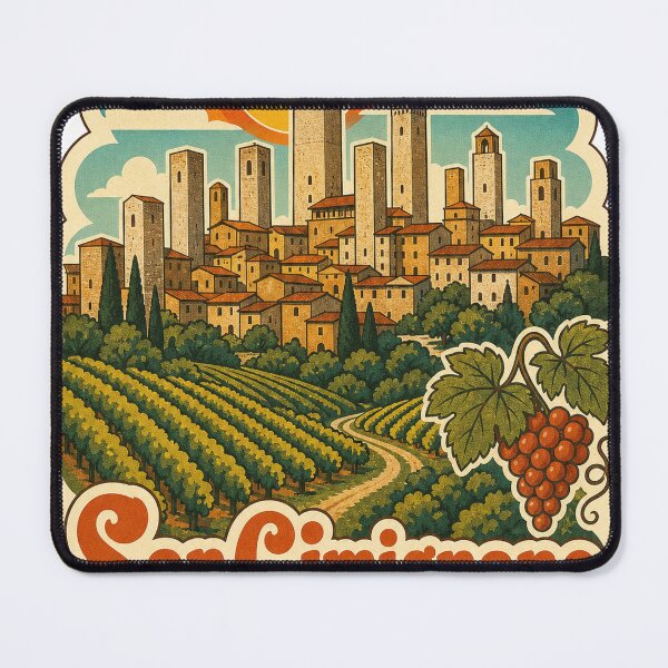 Item preview, San Gimignano Italy Travel Souvenir - Retro Illustration designed and sold by VisualArtsOasis.