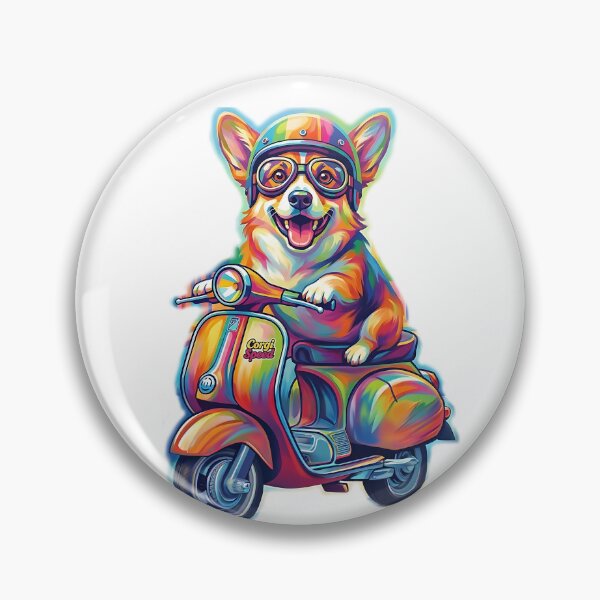 Item preview, Corgi on a scooter, Pop Art portrait designed and sold by Pfotenfaden.