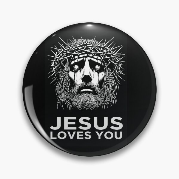 Item preview, Jesus Loves You Black and White Crown of Thorns Art designed and sold by Vivido Studio.