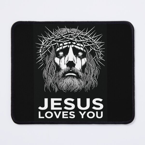 Item preview, Jesus Loves You Black and White Crown of Thorns Art designed and sold by Vivido Studio.
