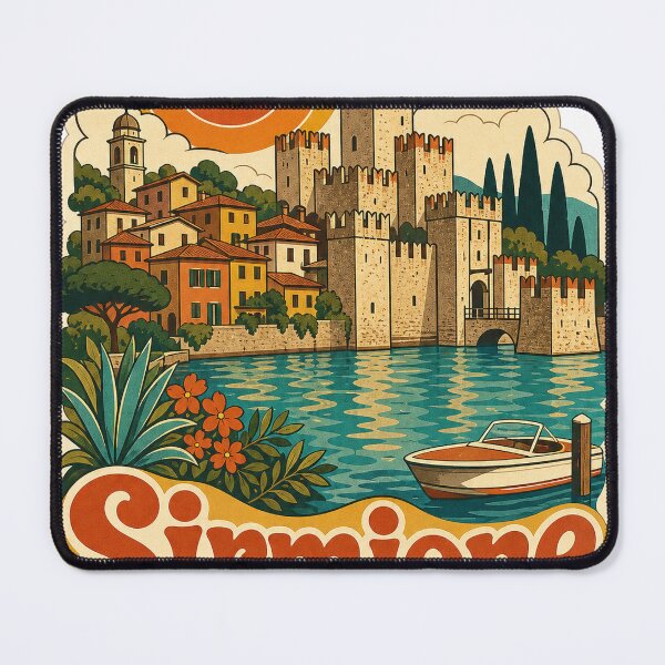 Item preview, Sirmione Italy Travel Souvenir - Retro Illustration designed and sold by VisualArtsOasis.