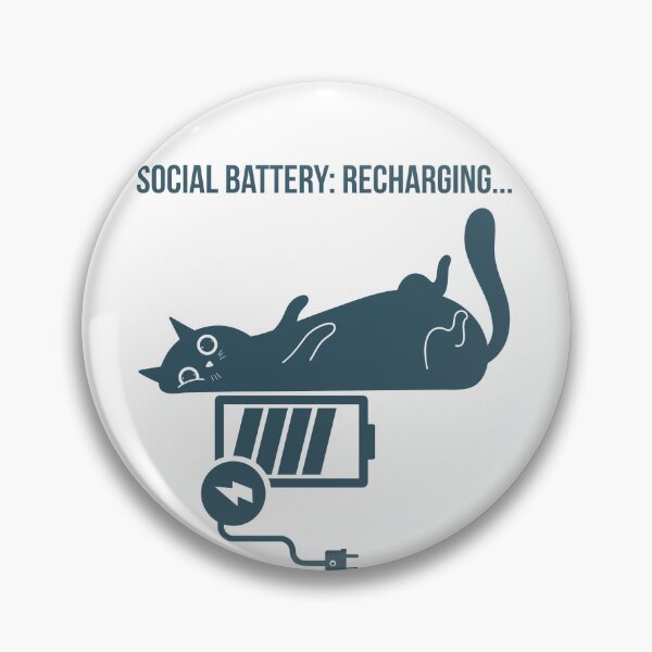 Item preview, Social Battery Recharging Funny Introvert Cat T-Shirt designed and sold by Talisprojekt.