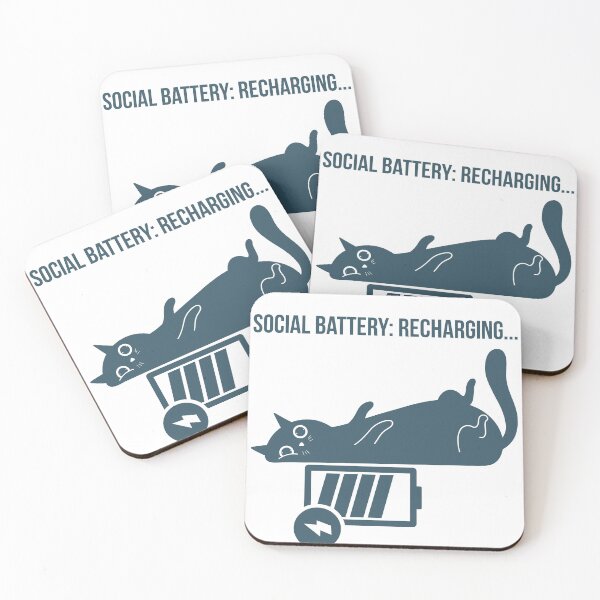 Item preview, Social Battery Recharging Funny Introvert Cat T-Shirt designed and sold by Talisprojekt.