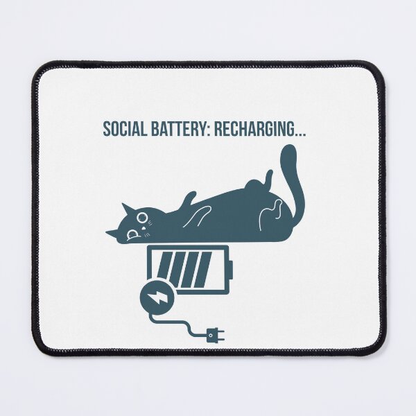 Item preview, Social Battery Recharging Funny Introvert Cat T-Shirt designed and sold by Talisprojekt.