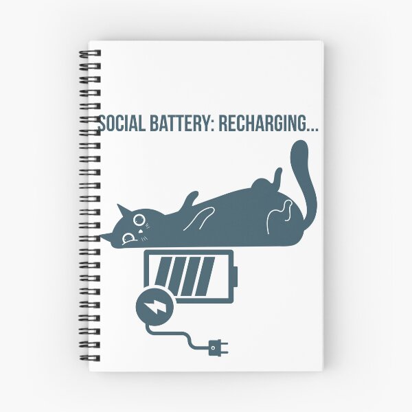 Item preview, Social Battery Recharging Funny Introvert Cat T-Shirt designed and sold by Talisprojekt.