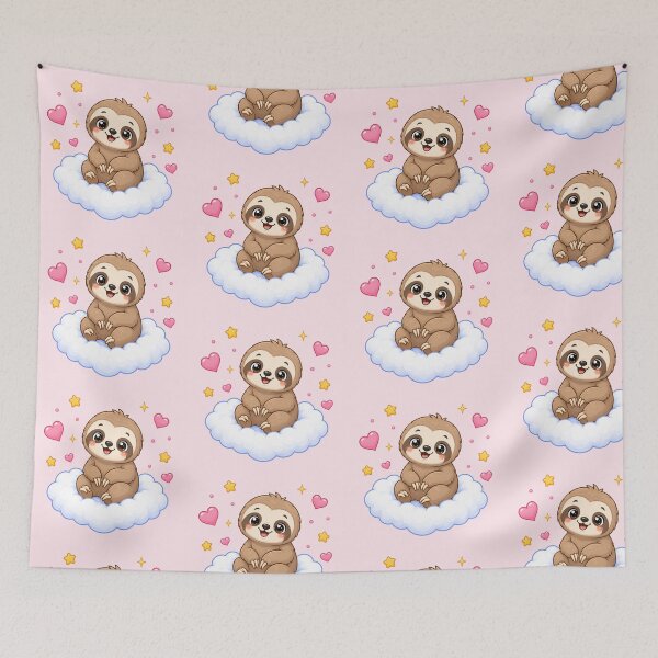 Item preview, Cute Sloth on a Heart Cloud designed and sold by Seculinator.