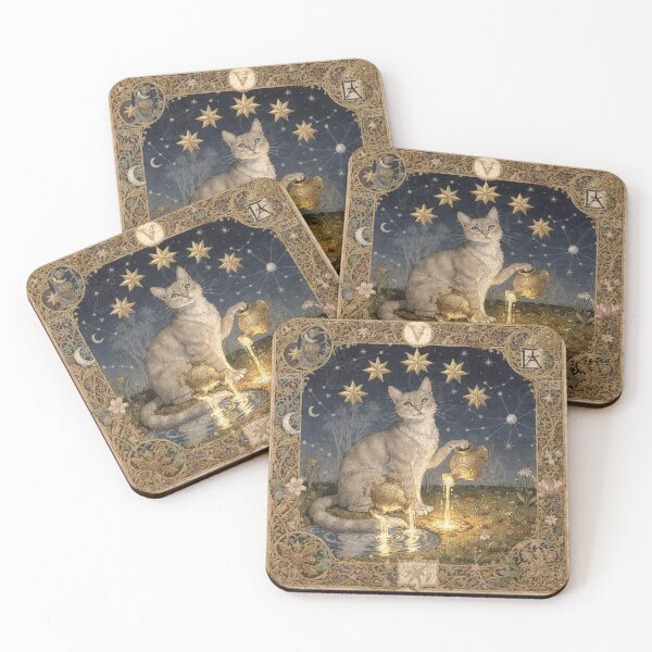 Item preview, The Star Tarot Cat Ornate Card Art designed and sold by PictorialWhimsy.