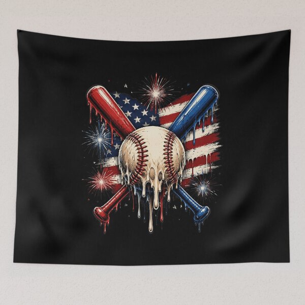 Item preview, 4th of July Baseball Drip Ice Cream Patriotic American Flag designed and sold by OlakunleOloroz.
