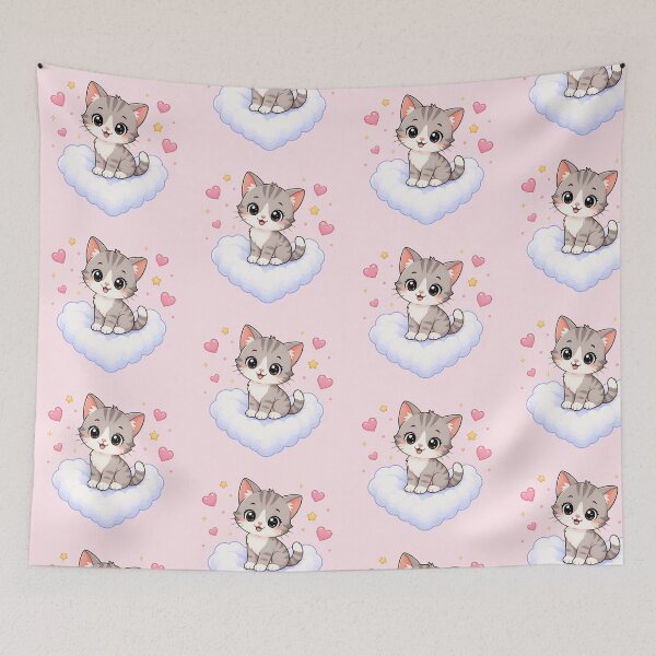 Item preview, Cute Kitten on a Heart Cloud designed and sold by Seculinator.