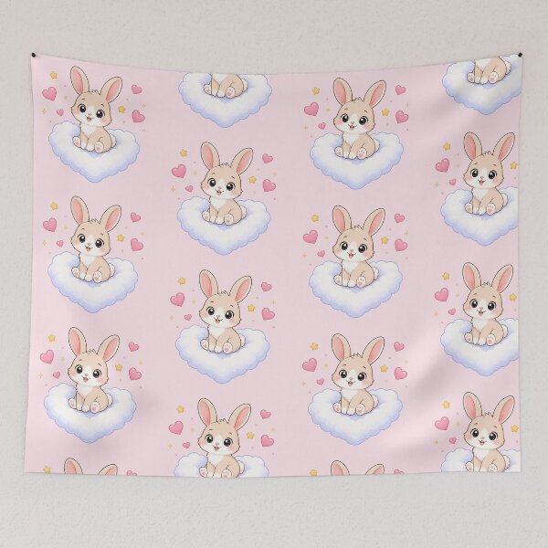 Item preview, Cute Bunny on a Heart Cloud designed and sold by Seculinator.
