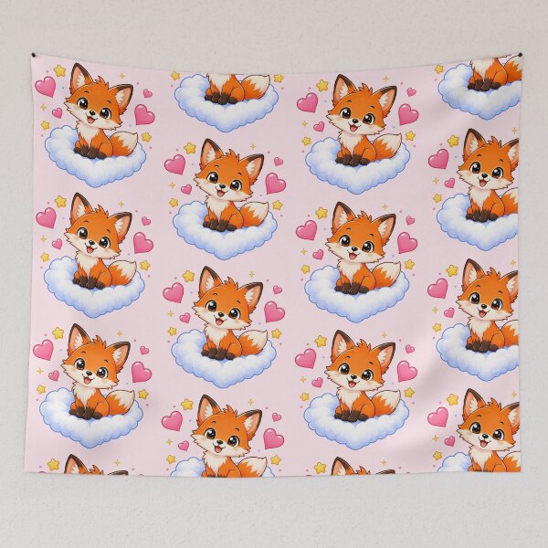 Item preview, Cute Fox on a Heart Cloud designed and sold by Seculinator.