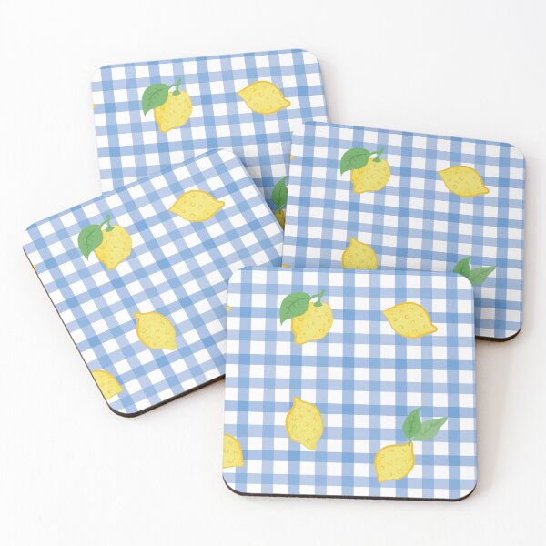 Item preview, Lemons & Gingham Print - Spanish Blue designed and sold by Daniel Bevis Design.