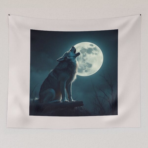 Item preview, Wolf howling moon designed and sold by Black Rose Products .