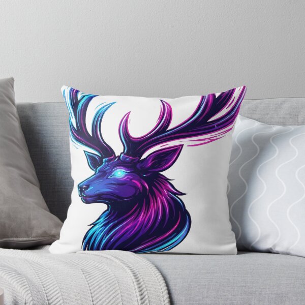 Item preview, Mystical Cyberpunk Neon Deer with Glowing Antlers designed and sold by BarkAndArt.