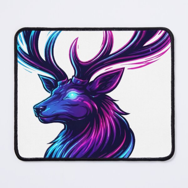 Item preview, Mystical Cyberpunk Neon Deer with Glowing Antlers designed and sold by BarkAndArt.