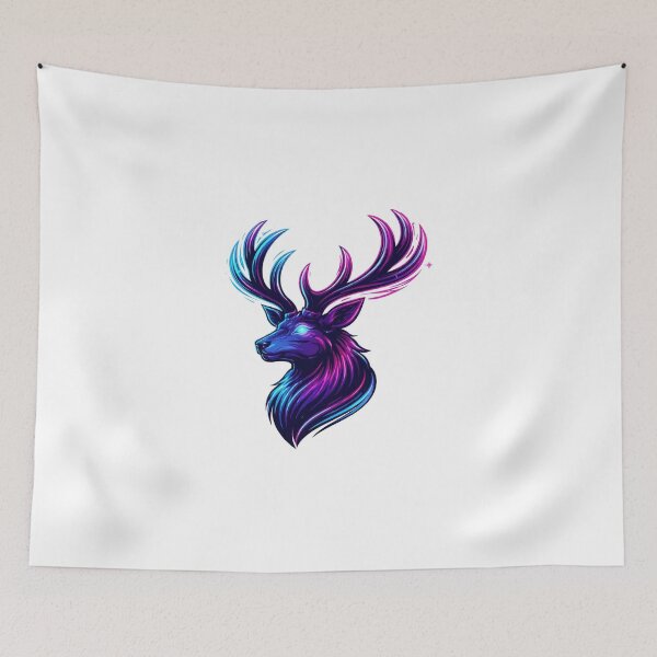 Item preview, Mystical Cyberpunk Neon Deer with Glowing Antlers designed and sold by BarkAndArt.