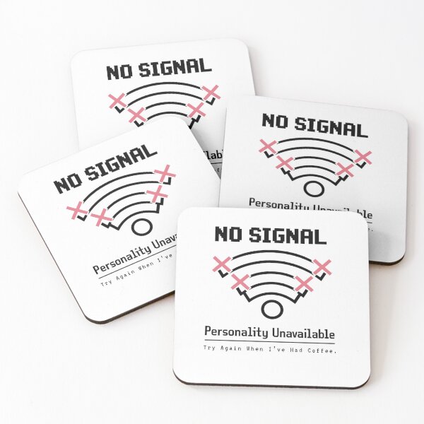 Item preview, No Signal Personality Unavailable Funny Introvert T-Shirt Before Coffee Humor Tee designed and sold by Glitch&Grin.