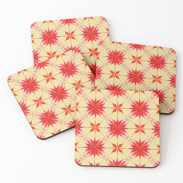 Item preview, Retro Coral Kaleidoscope Star - Geometric Tile Pattern designed and sold by UniqueDesign751.