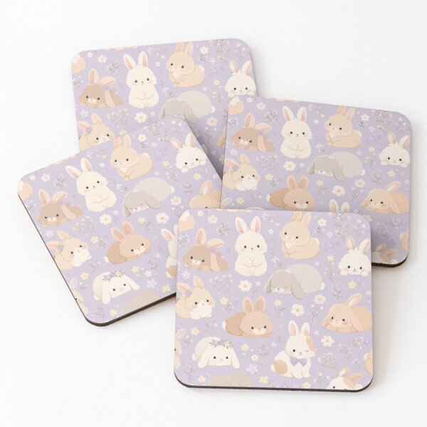 Item preview, Cute Fluffy Bunny Floral Pattern designed and sold by Rui Mythic Studio.