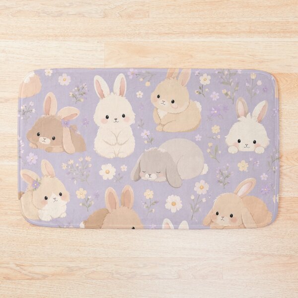 Item preview, Cute Fluffy Bunny Floral Pattern designed and sold by Rui Huang.