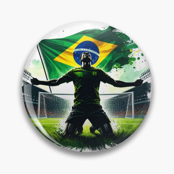 Item preview, Brazil Soccer Player Goal Celebration — Brazilian Flag Football Fan designed and sold by icemanphotos.
