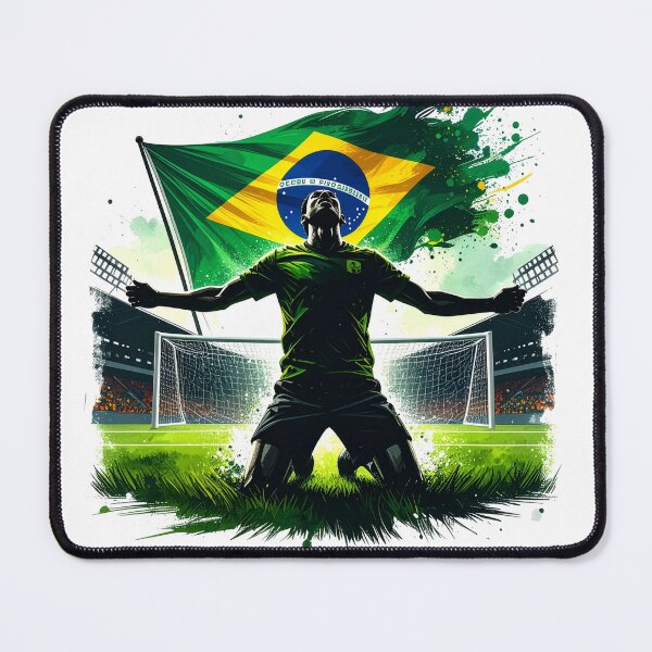 Item preview, Brazil Soccer Player Goal Celebration — Brazilian Flag Football Fan designed and sold by icemanphotos.